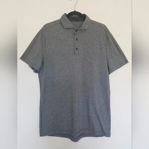 Lululemon Men's Polo Shirt Gray Short Sleeve Casual Lightweight Sz L (Chest 42")